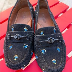 Coach Crosby Driver with Blue and Yellow Floral Embroidery shoes